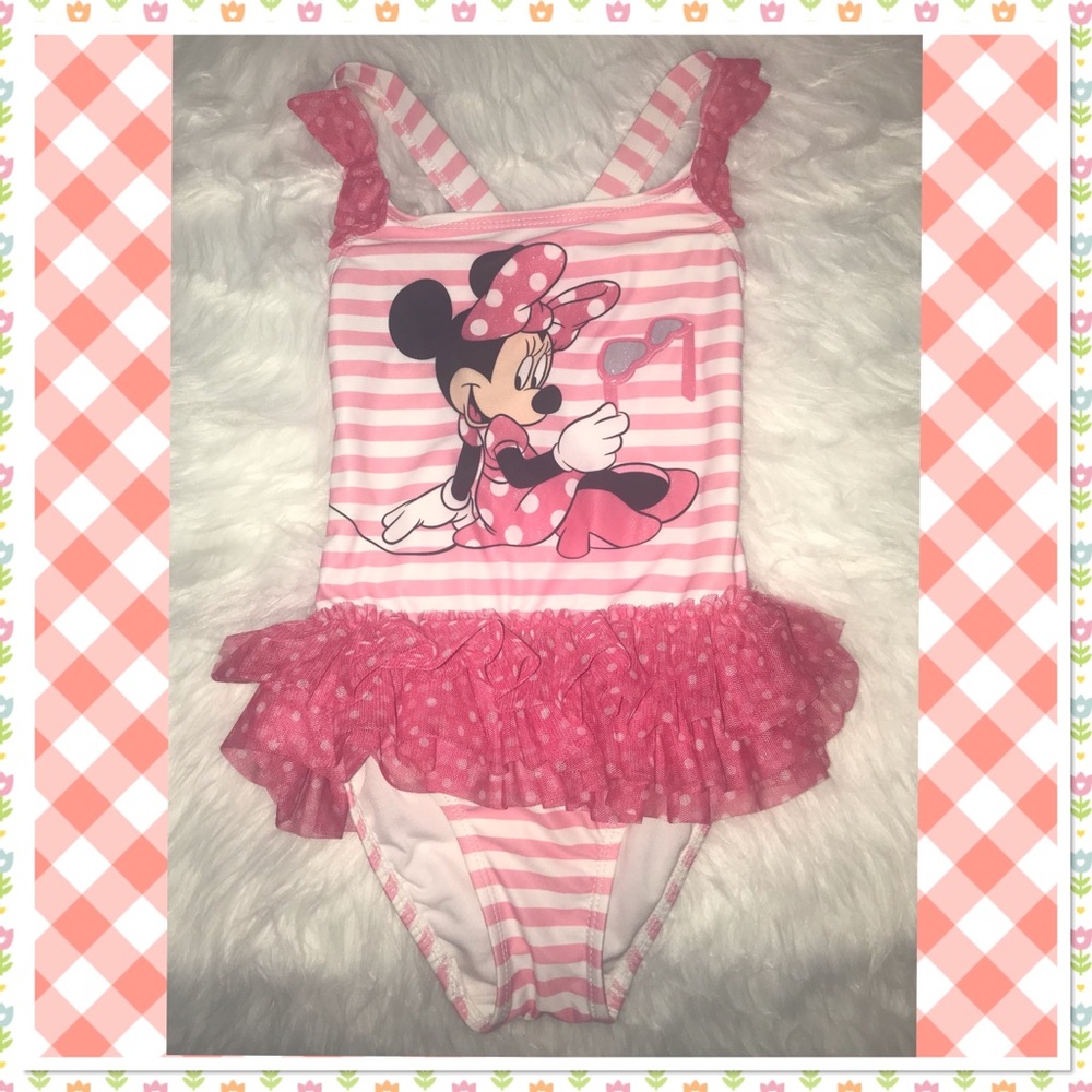 💜Disney Minnie Mouse Swimwear Bathing Suit Sz 5/6
